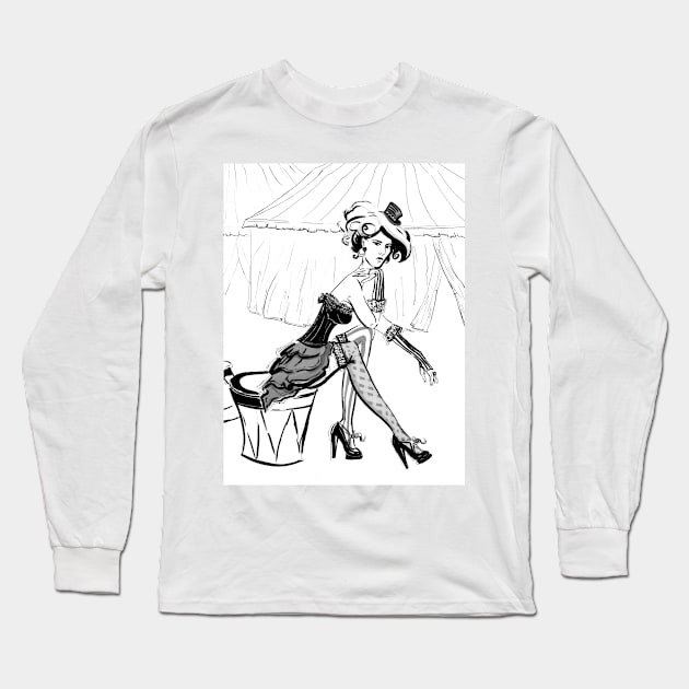 Fashion Circus Girl Portrait Long Sleeve T-Shirt by IrenesGoodies